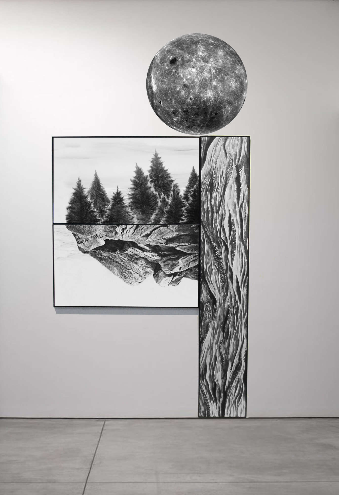 Françoise Vanneraud, Les plis du paysage, 250 x 100 cm, 2021, dessin sur papier, impression jet d’encre, Courtesy quand les fleurs nous sauvent © Françoise Vanneraud