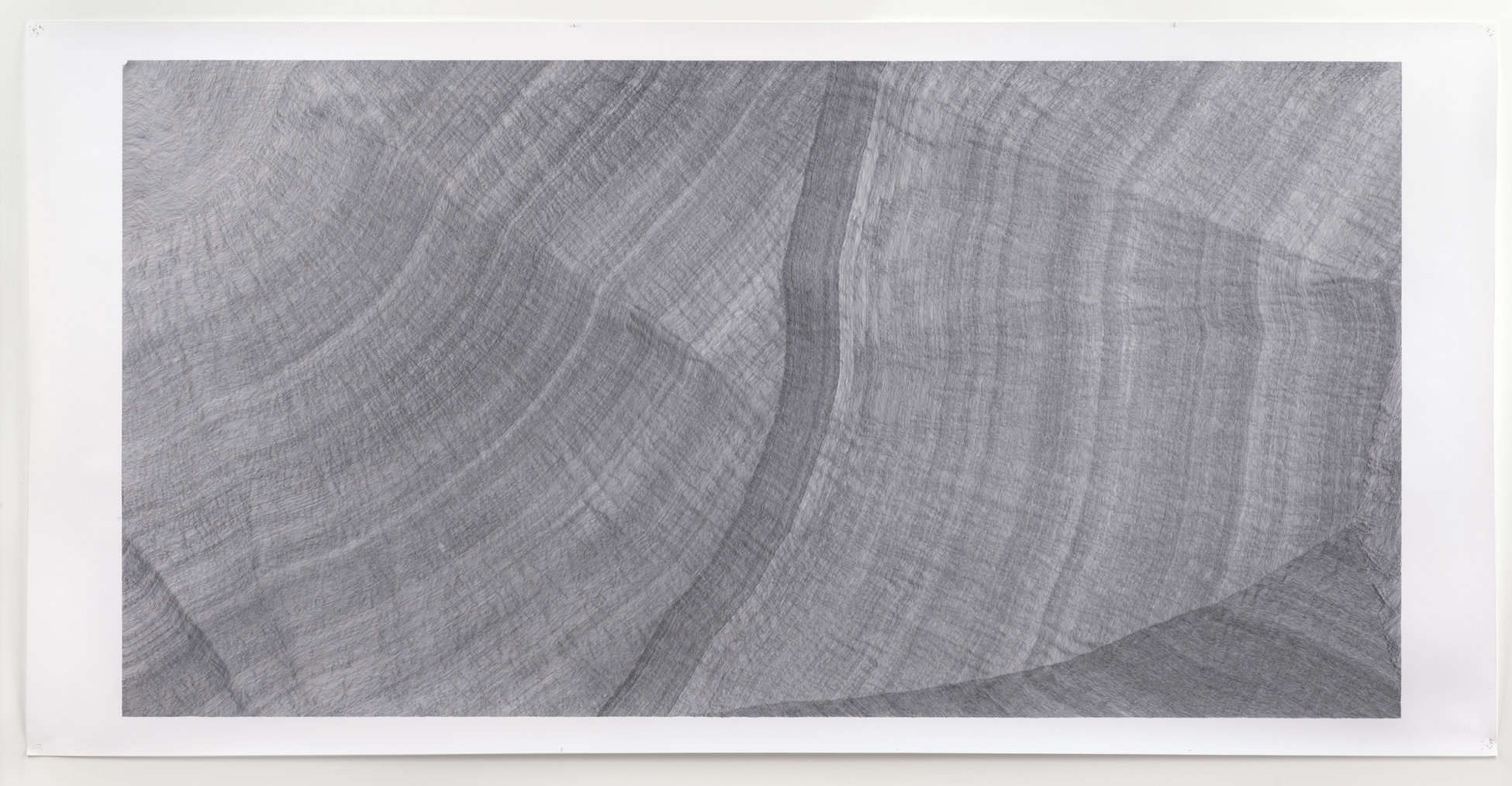 Anna Mossman, Curved Lines, 304.5 x 151 cm, 2012-15, encre sur papier, Courtesy Close Ltd © Anna Mossman